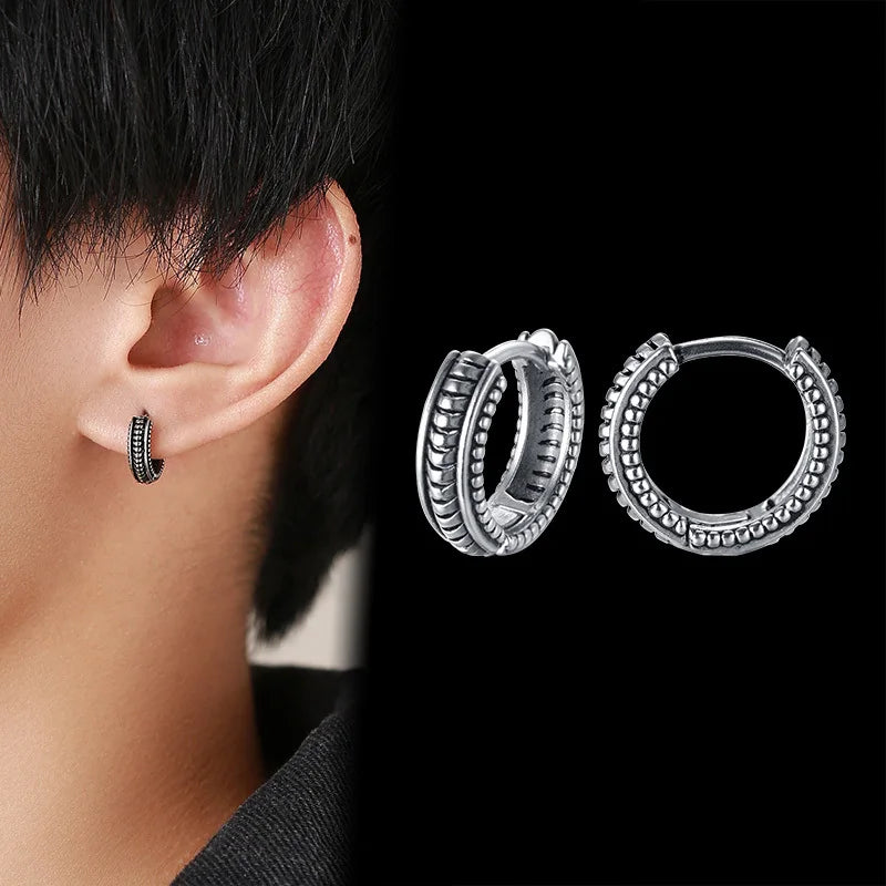 Stainless Steel Hoop Earrings for Men