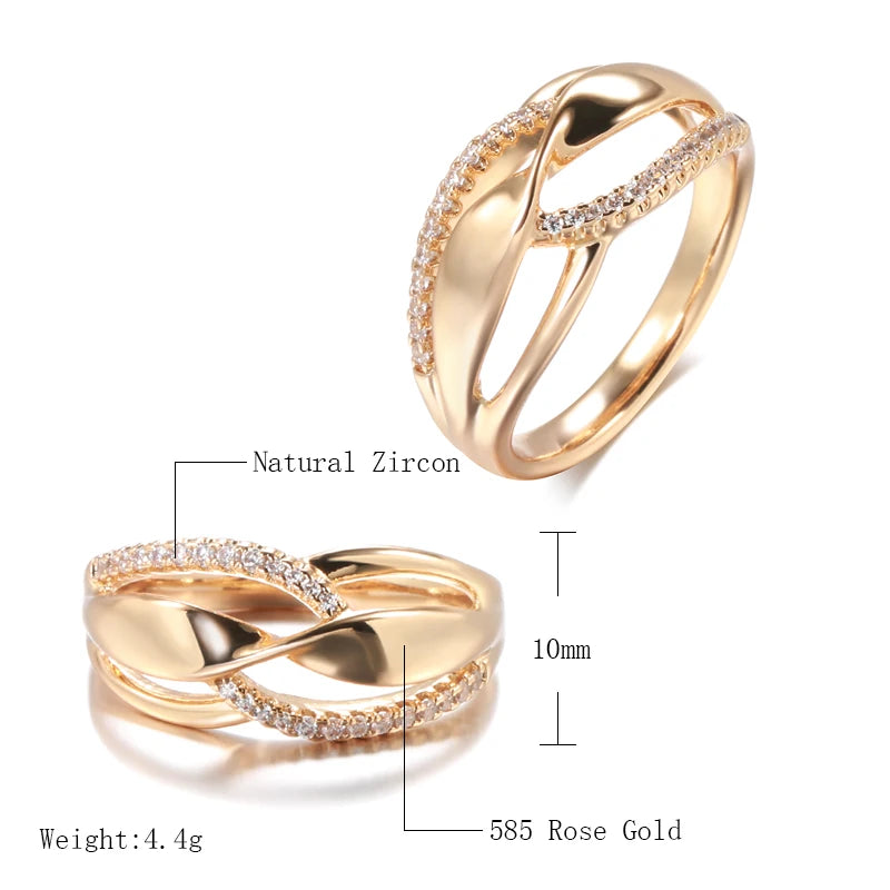 Women’s Gold Twist Ring with Double Zircon