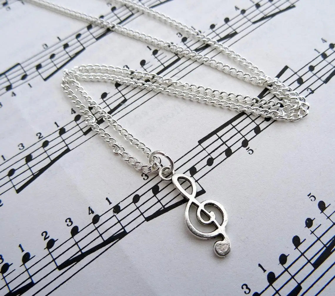 Unisex Treble Clef Music Note Necklace – Musician Jewelry