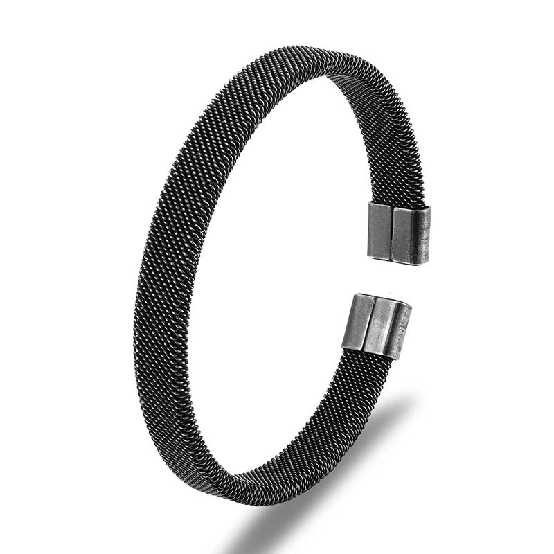 Men’s Black Stainless Steel Cuban Cuff