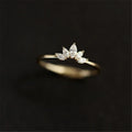14K Gold-Plated Crystal Crown Ring for Women