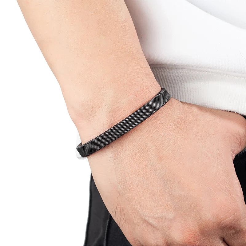 Men’s Black Stainless Steel Cuban Cuff
