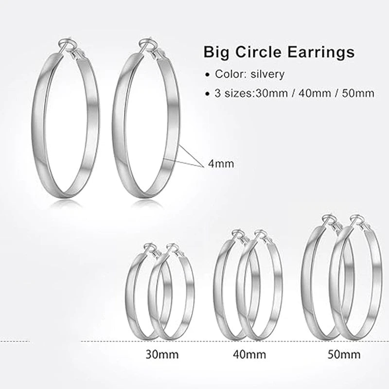 Stainless Steel Flat Hoop Earrings — Lightweight & Hypoallergenic