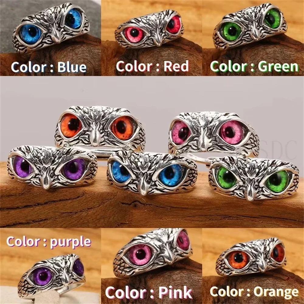 Vintage Evil Eye Owl Adjustable Ring