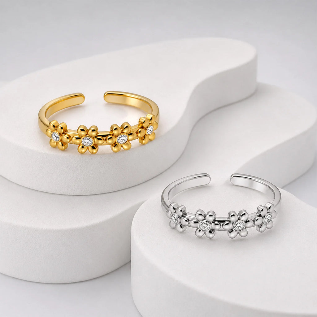 Zircon Flower Open Ring