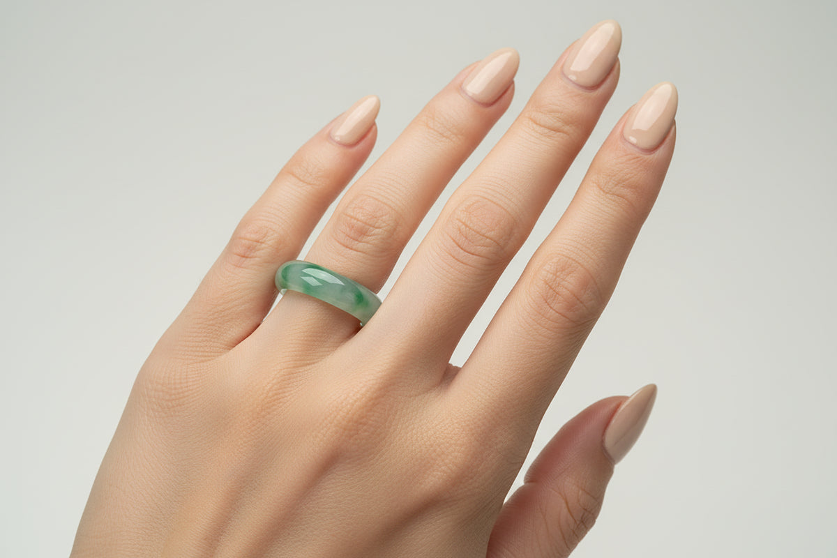 Natural Jade Unisex Band Ring