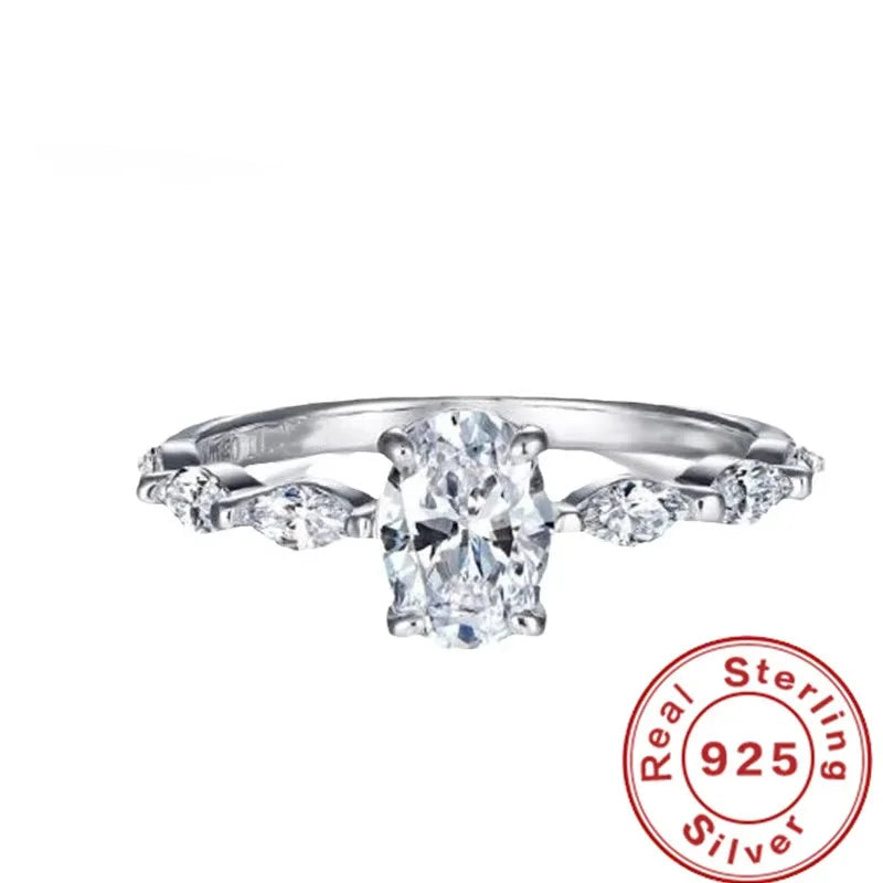 925 Sterling Silver Zircon Engagement Ring