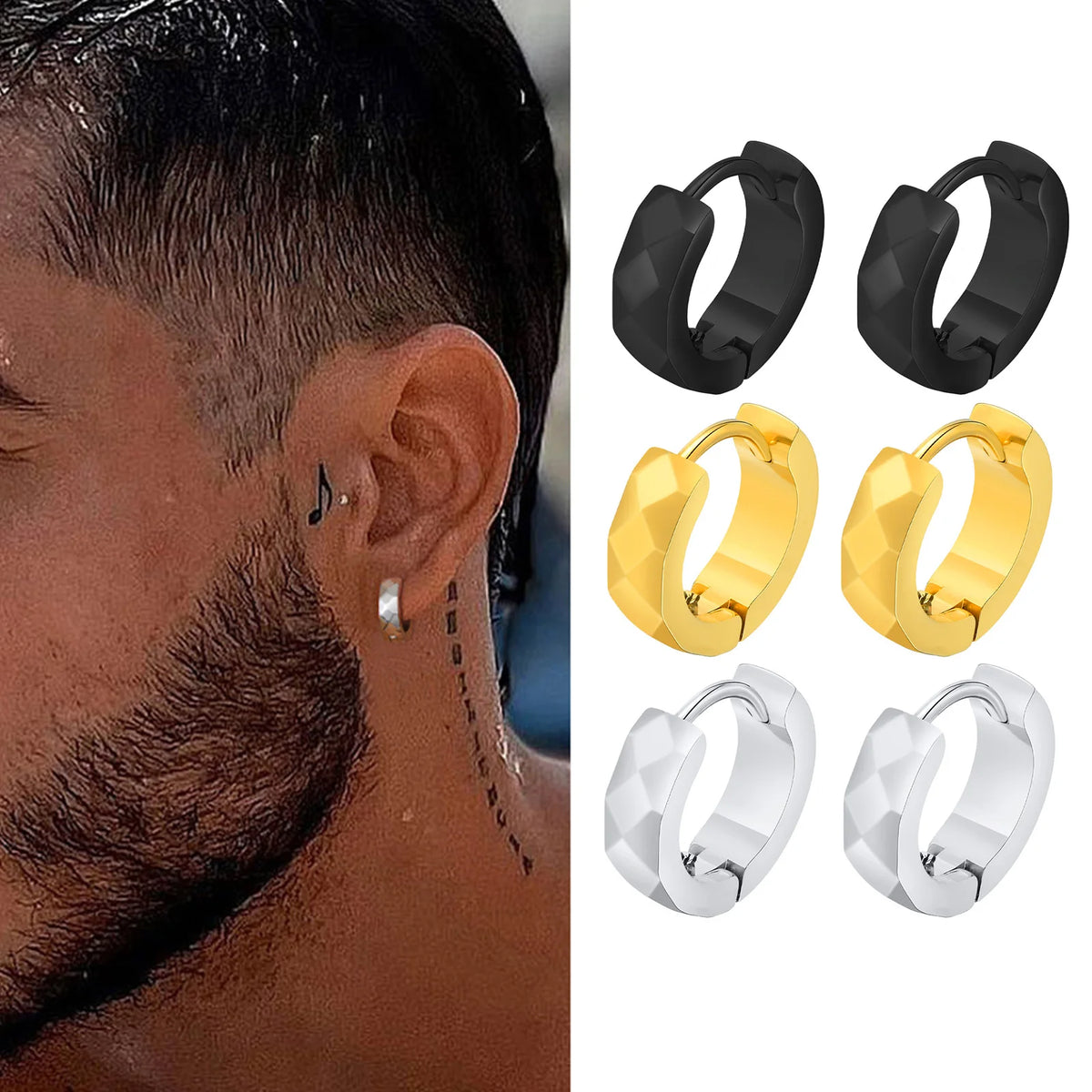 Geometric Stainless Steel Hoop Earrings