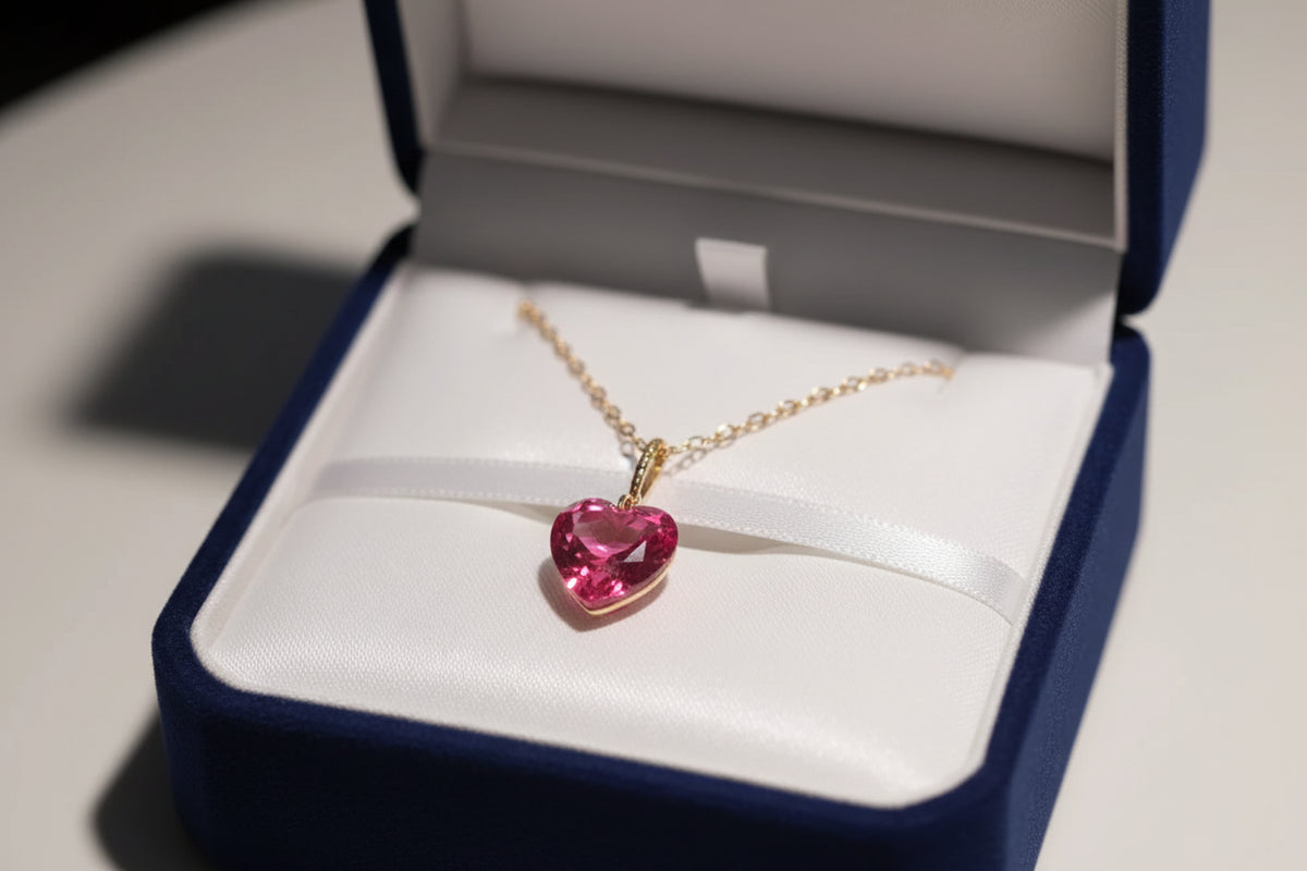 Red Heart Zircon Clavicle Necklace