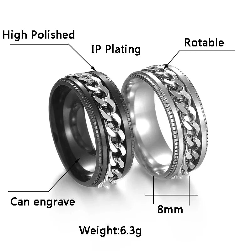 Rotatable Chain Titanium Steel Ring