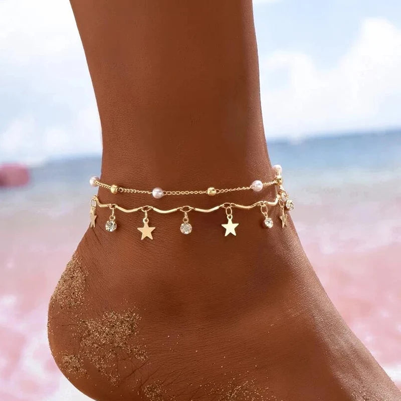 Boho Heart Beaded Anklet