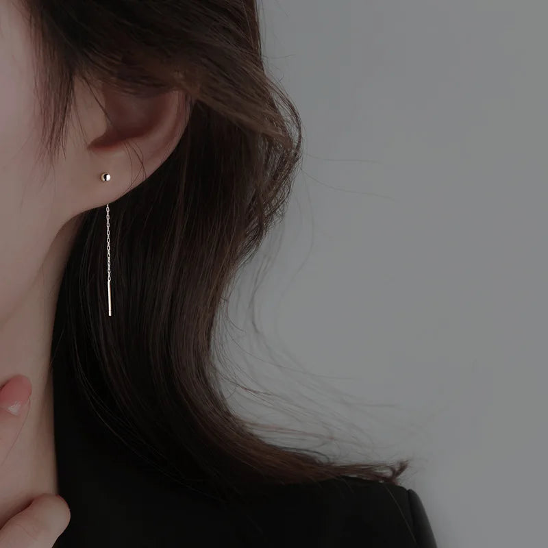Thread Chain Tassel Earrings – Long Drop