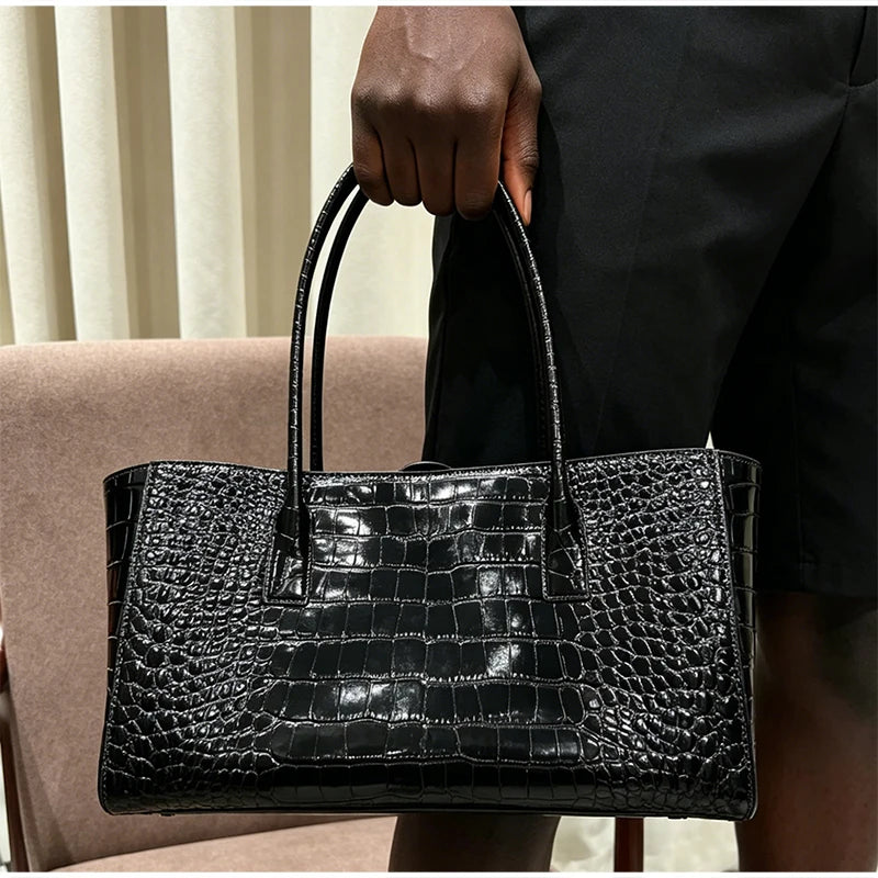 Vintage Crocodile Print Commuter Bag