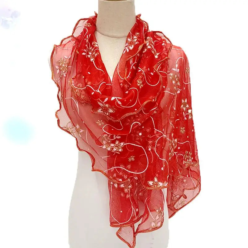 Luxury Floral Silk Wrap & Scarf