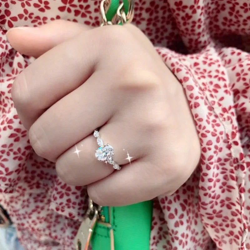 925 Sterling Silver Zircon Engagement Ring