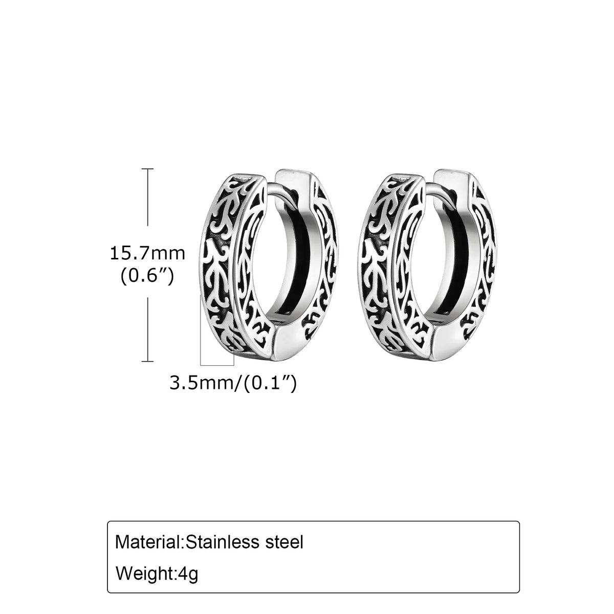 Stainless Steel Totem Hoop Earrings