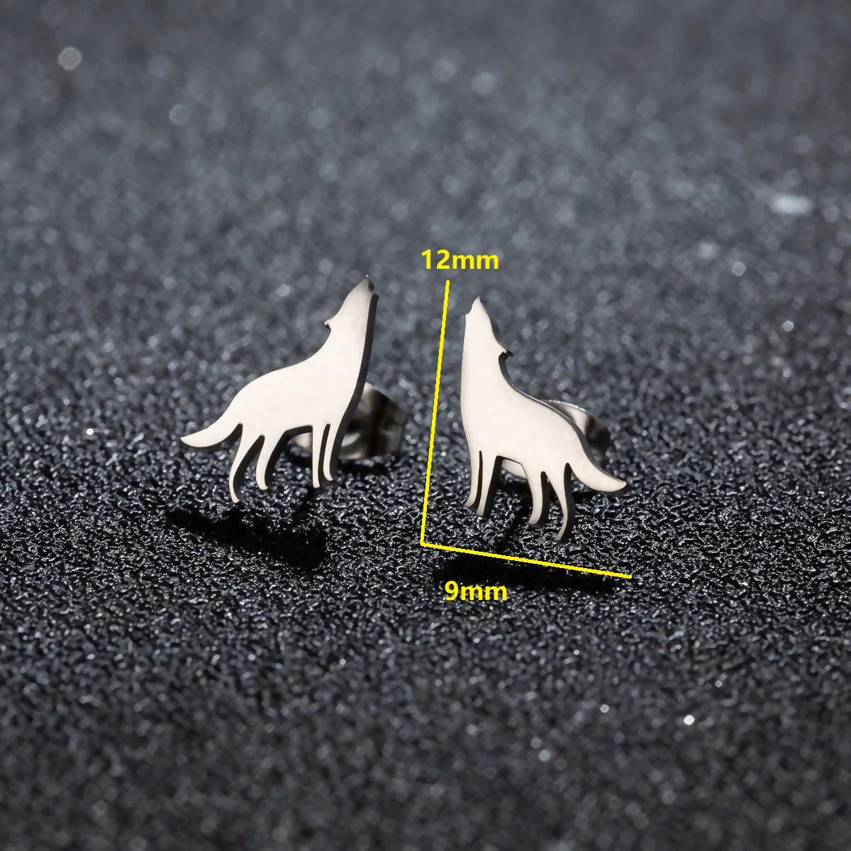Stainless Steel Wolf Head Stud Earrings (Unisex)