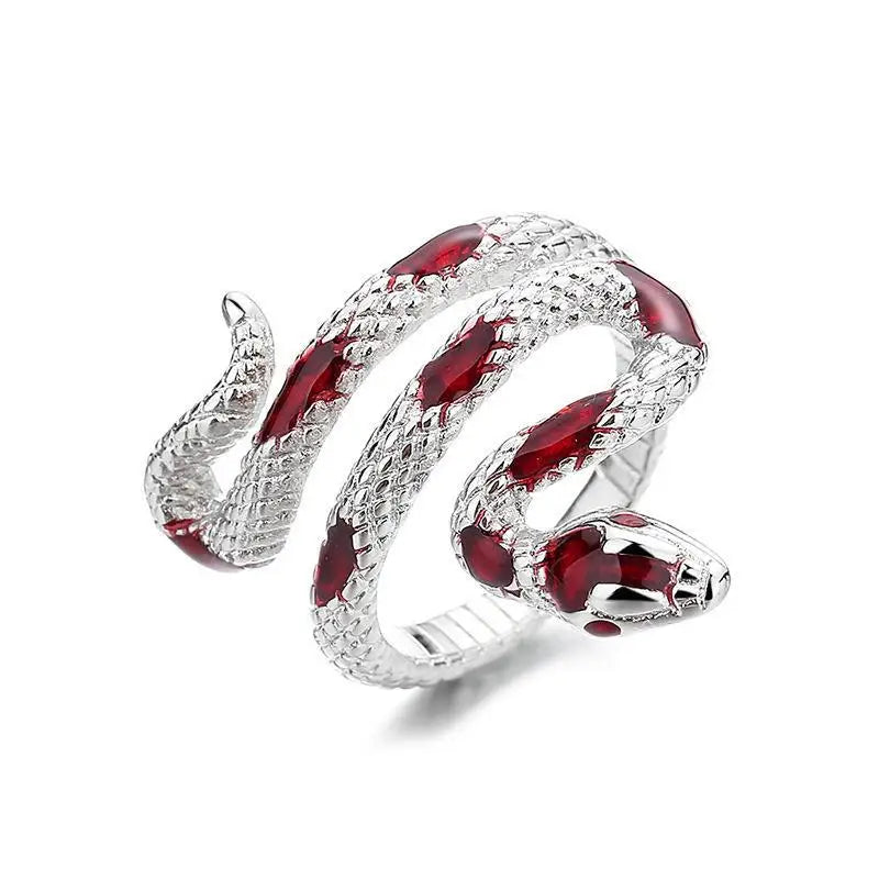 Punk Snake Adjustable Ring — Silver