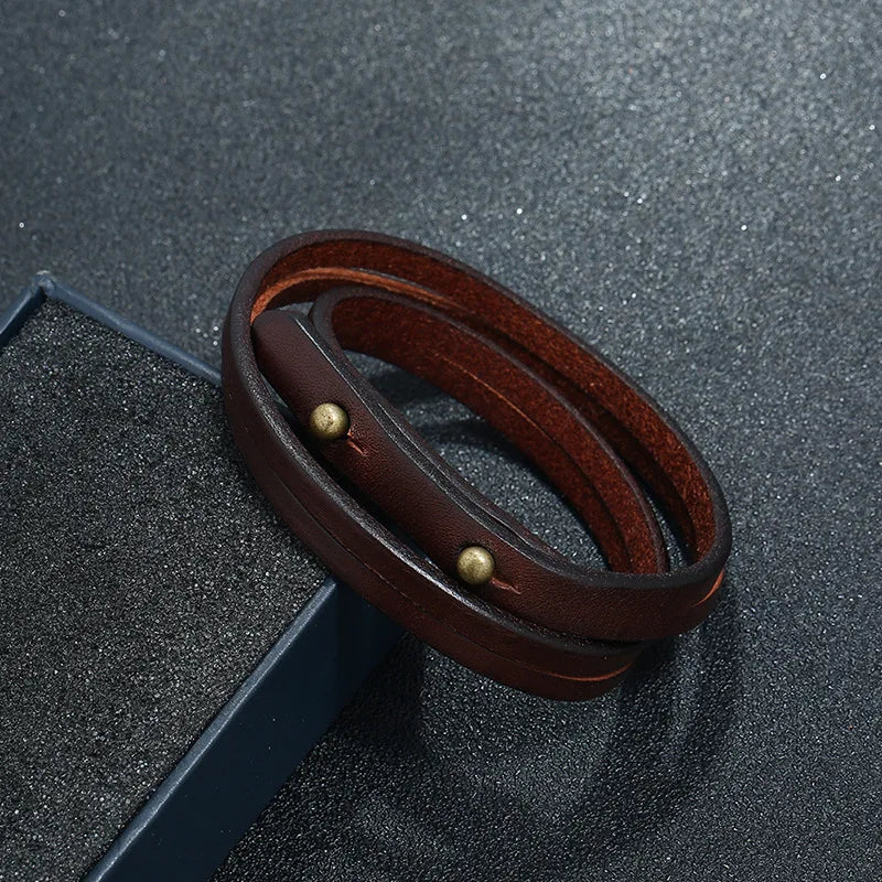 Double Strand Genuine Leather Bracelet
