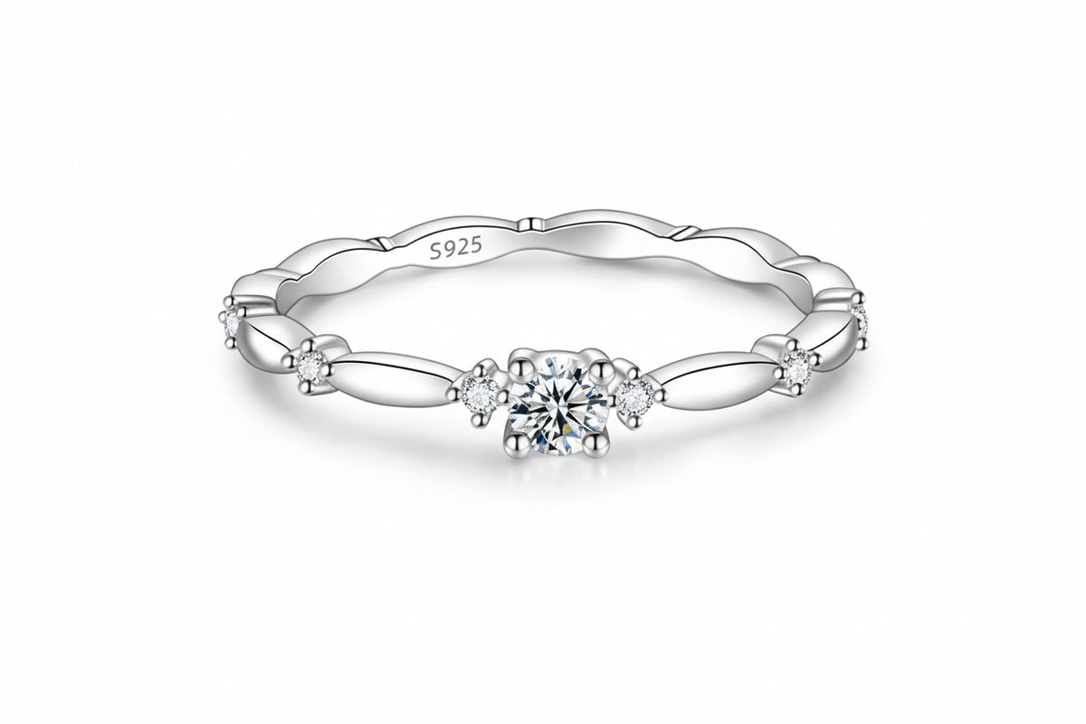 S925 Silver Moissanite Engagement Ring
