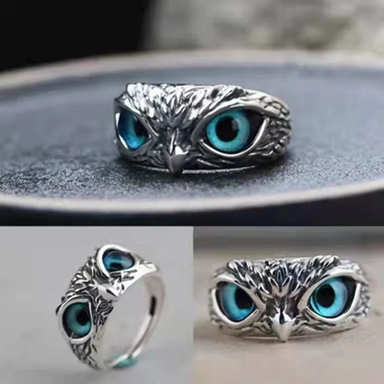 Vintage Evil Eye Owl Adjustable Ring