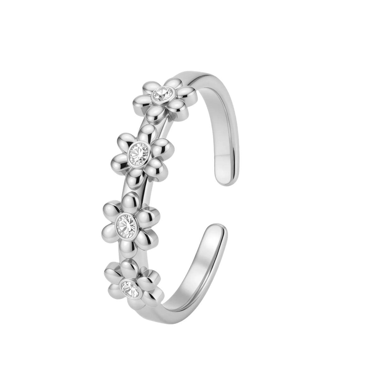 Zircon Flower Open Ring