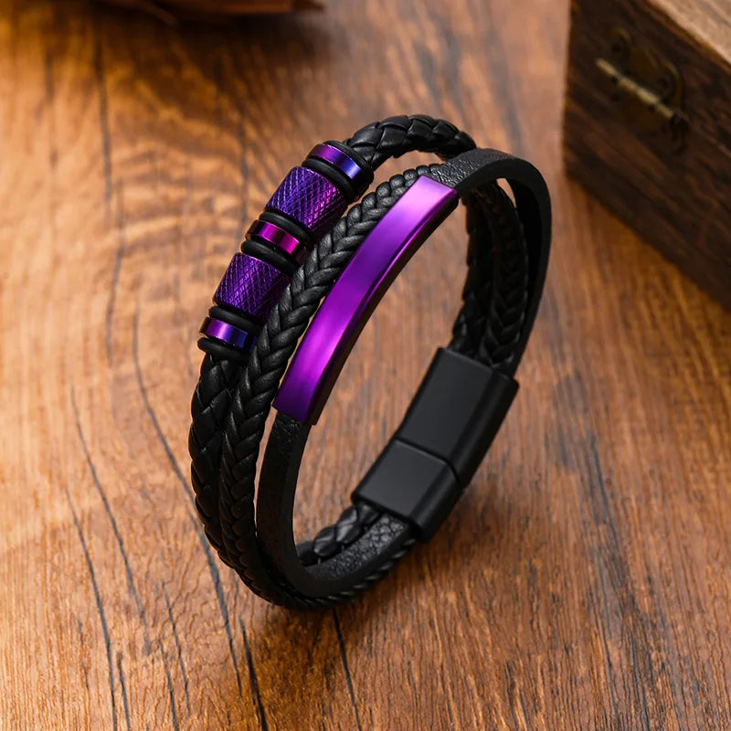 Chunky Multi-Layer Leather Bracelet