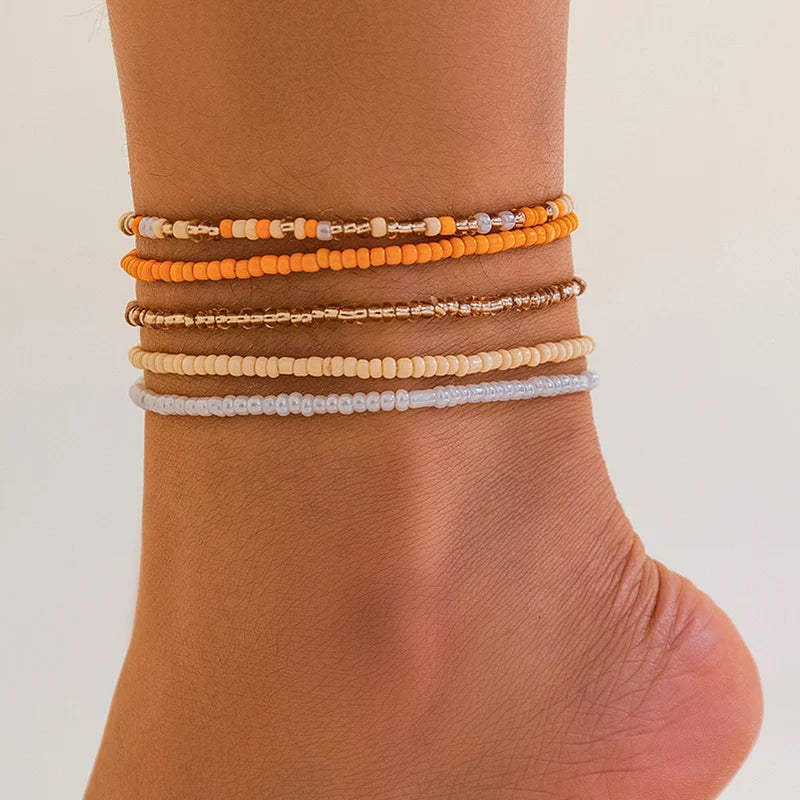 Boho Heart Beaded Anklet