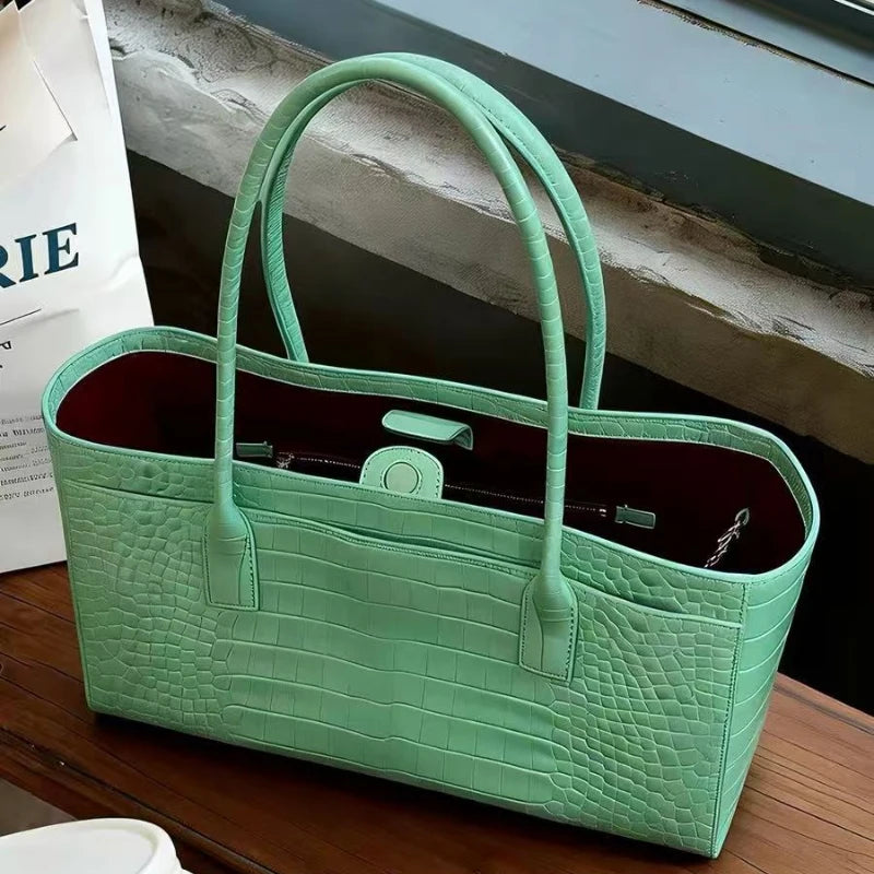 Vintage Crocodile Print Commuter Bag