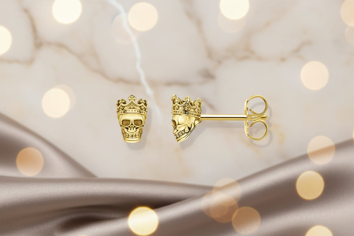 Vintage Skull King Studs — Sterling Silver
