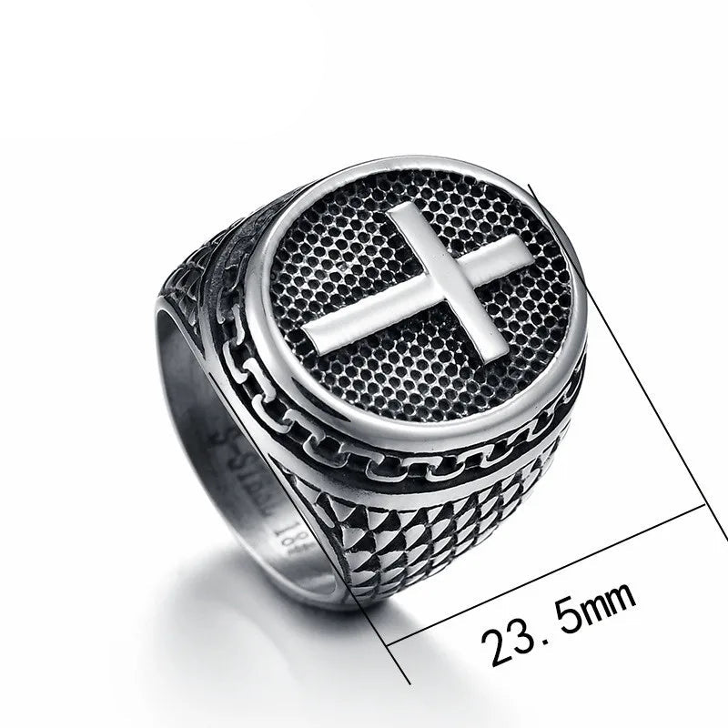 Medieval Knight Cross Signet Ring