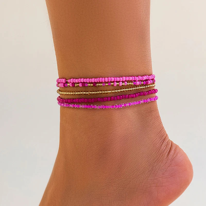 Boho Heart Beaded Anklet