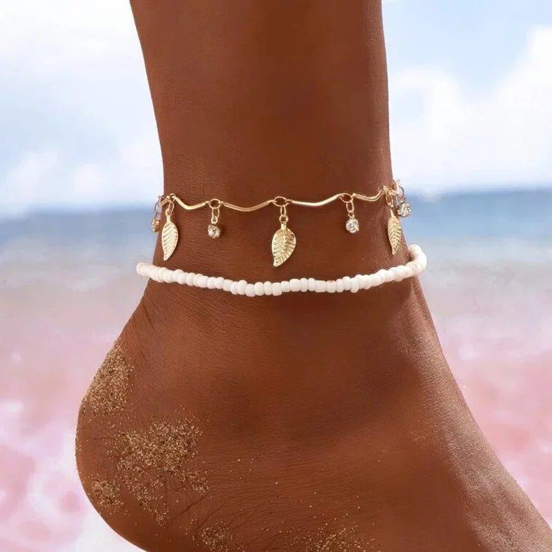 Boho Heart Beaded Anklet