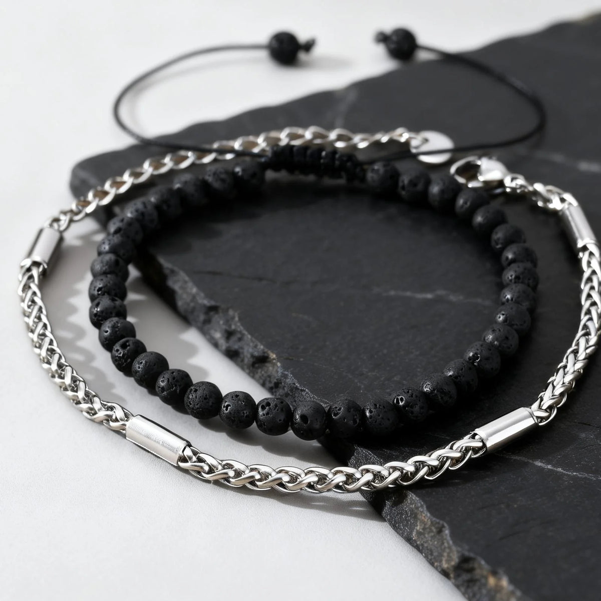 2pcs Adjustable Volcanic Stone Bracelets