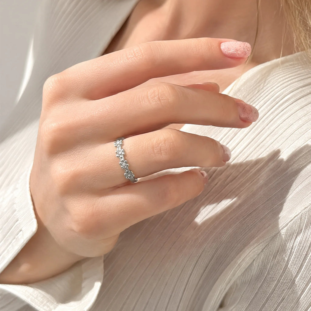 Zircon Flower Open Ring