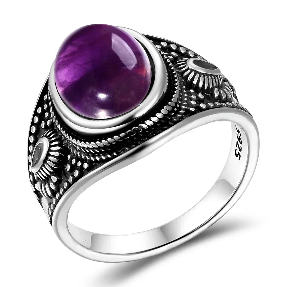 Natural Amethyst Silver Ring