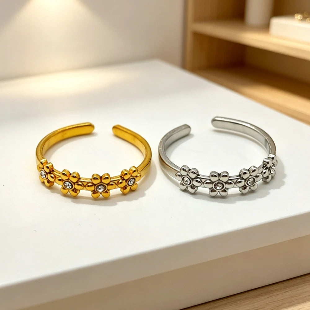 Zircon Flower Open Ring