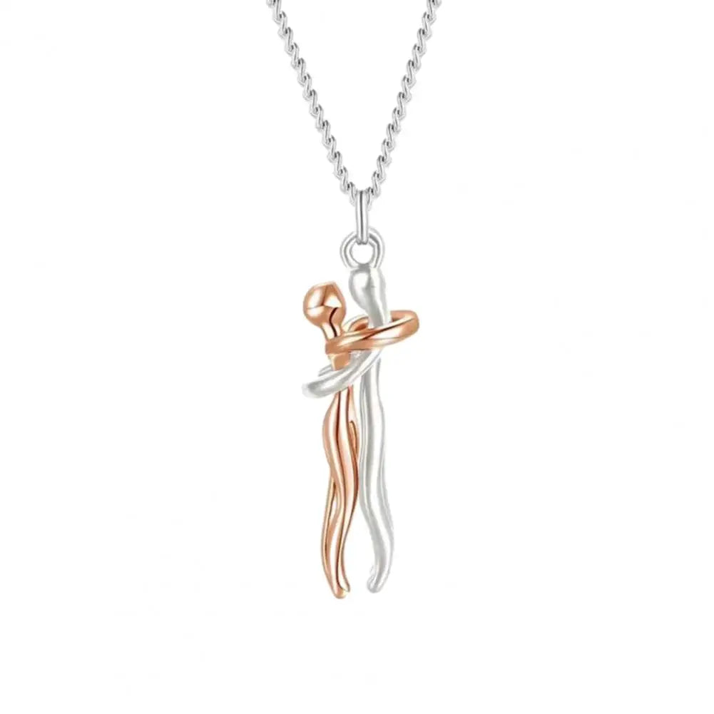 Hip Hop Unisex Embrace Couple Pendant Necklace