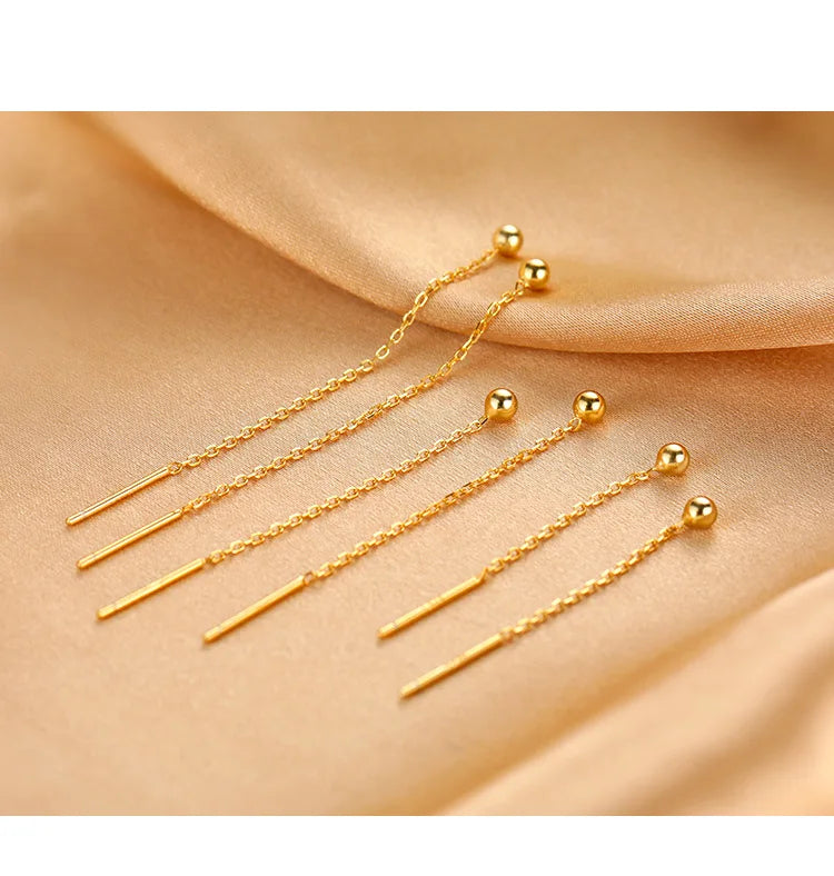 Thread Chain Tassel Earrings – Long Drop