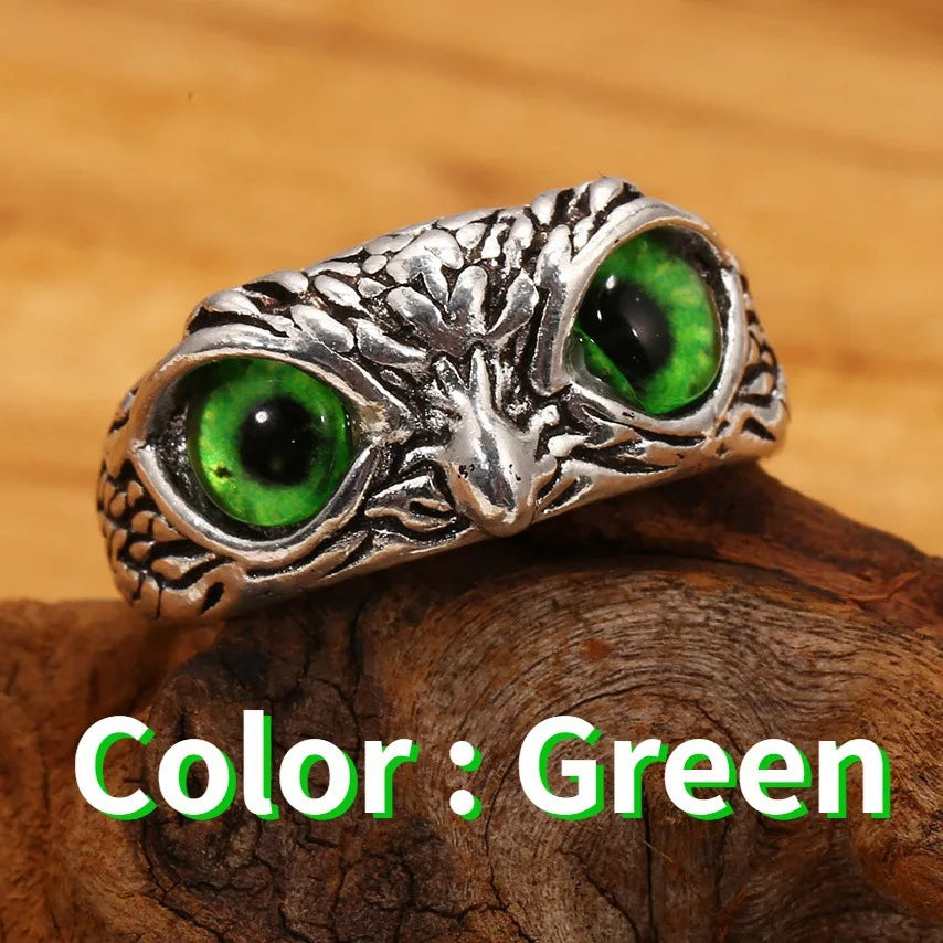 Vintage Evil Eye Owl Adjustable Ring