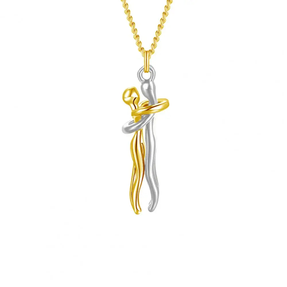 Hip Hop Unisex Embrace Couple Pendant Necklace