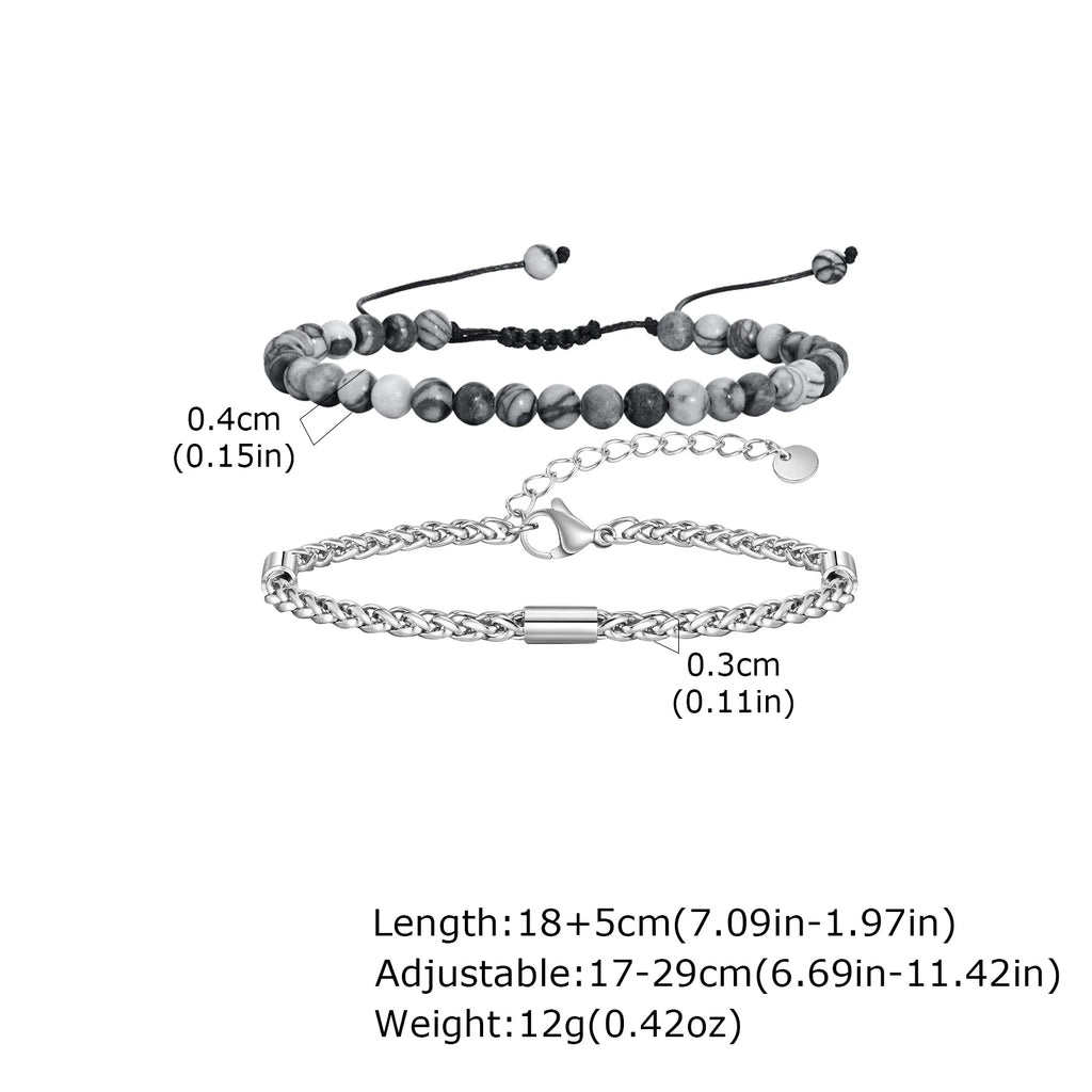 2pcs Adjustable Volcanic Stone Bracelets