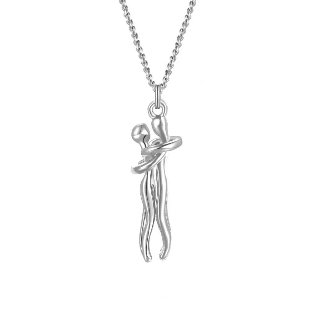 Hip Hop Unisex Embrace Couple Pendant Necklace