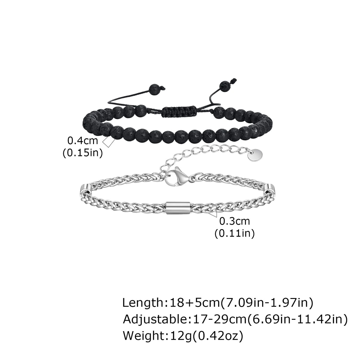 2pcs Adjustable Volcanic Stone Bracelets