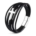Men's Multilayer Leather Cross Bracelet