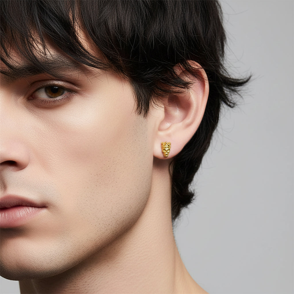 Vintage Skull King Studs — Sterling Silver