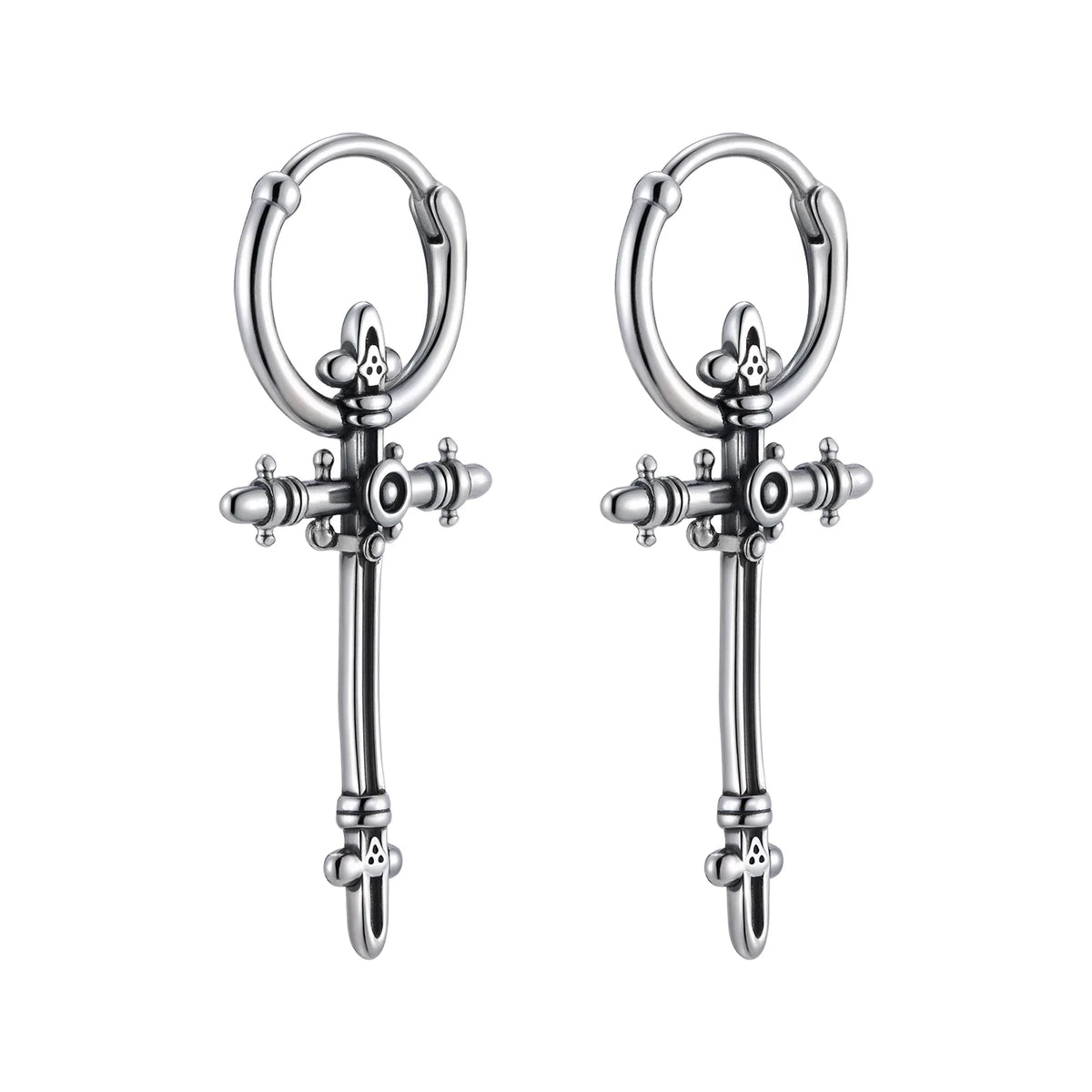 Punk Metal Cross Dangle Earring