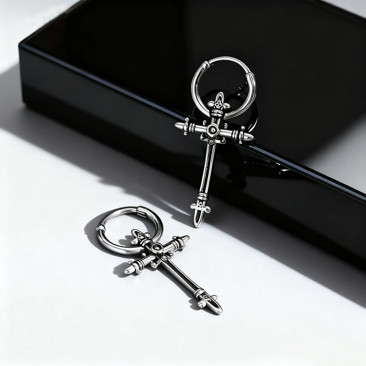 Punk Metal Cross Dangle Earring