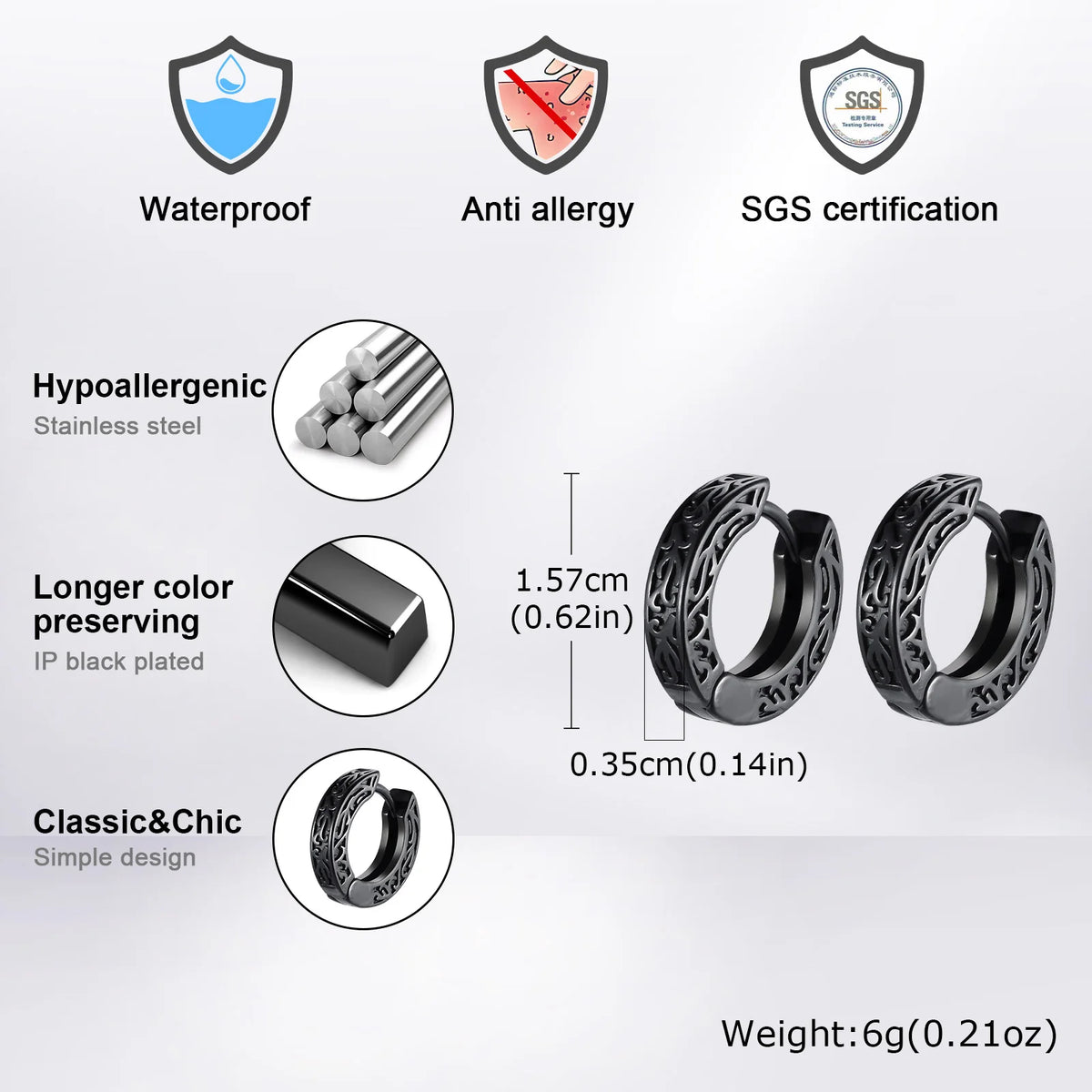 Stainless Steel Totem Hoop Earrings