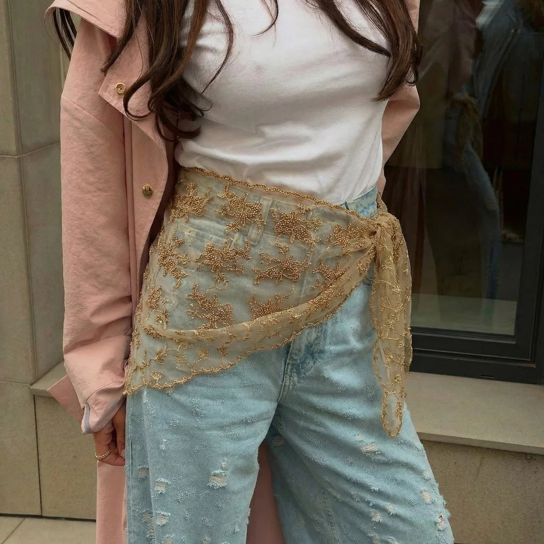 Women's Lace Print Silk Scarf
